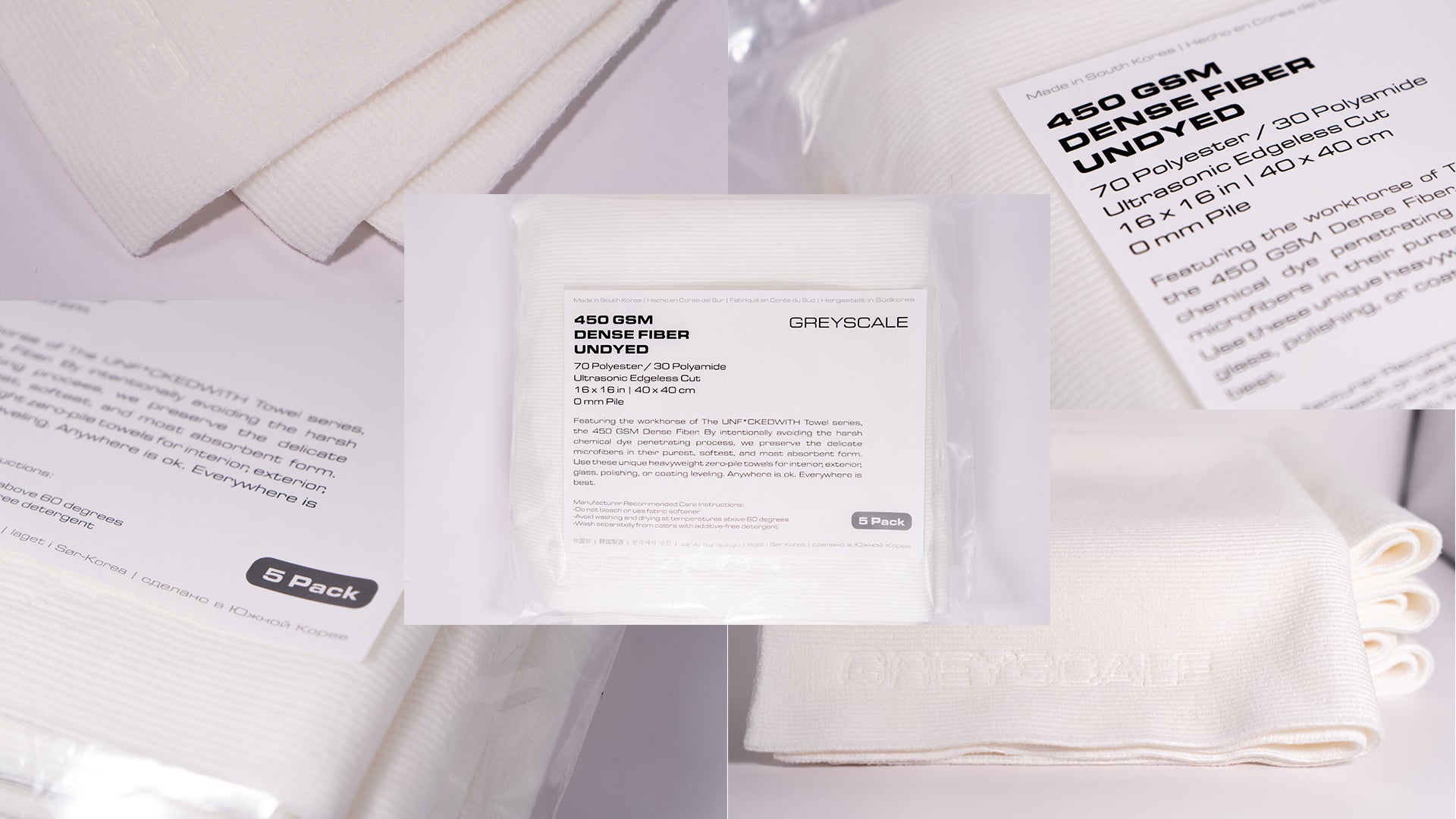 GREYSCALE UFW MICROFIBER TOWELS DUO 10-Pack | 350 & 450 GSM Edgeless