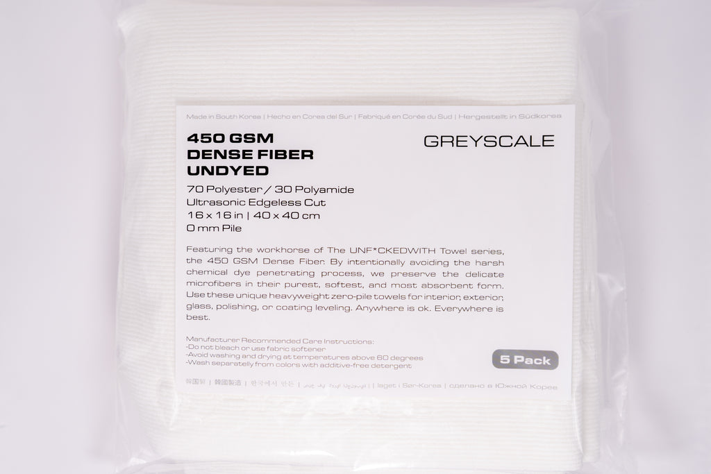 GREYSCALE 450 GSM DENSE MICROFIBER TOWELS 5-Pack | Edgeless Detail Cloths