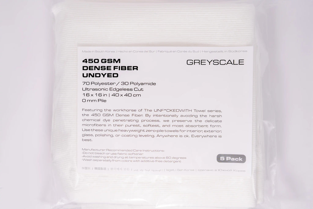 GREYSCALE 450 GSM DENSE MICROFIBER TOWELS 5-Pack | Edgeless Detail Cloths