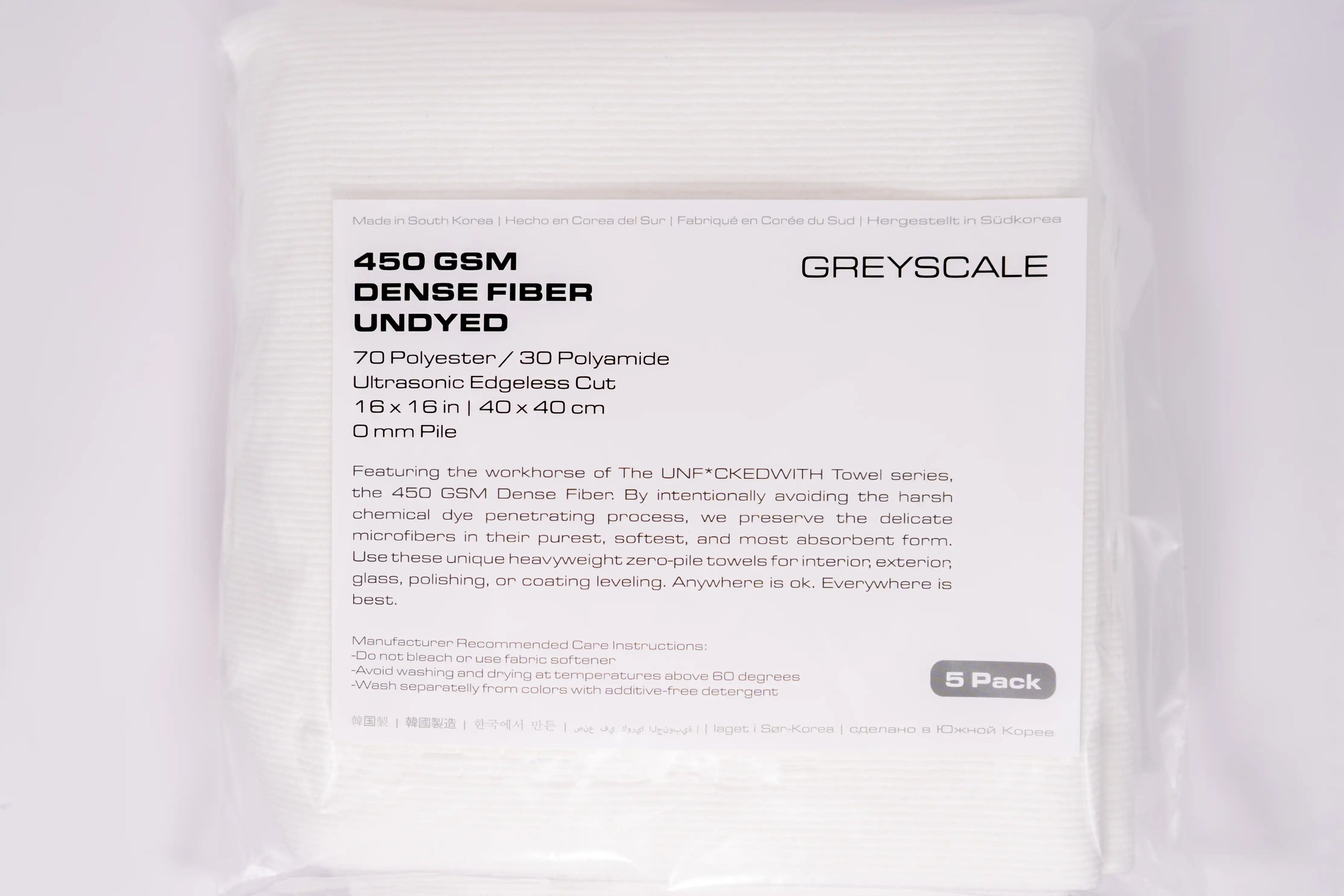 GREYSCALE 450 GSM DENSE MICROFIBER TOWELS 5-Pack | Edgeless Detail Cloths